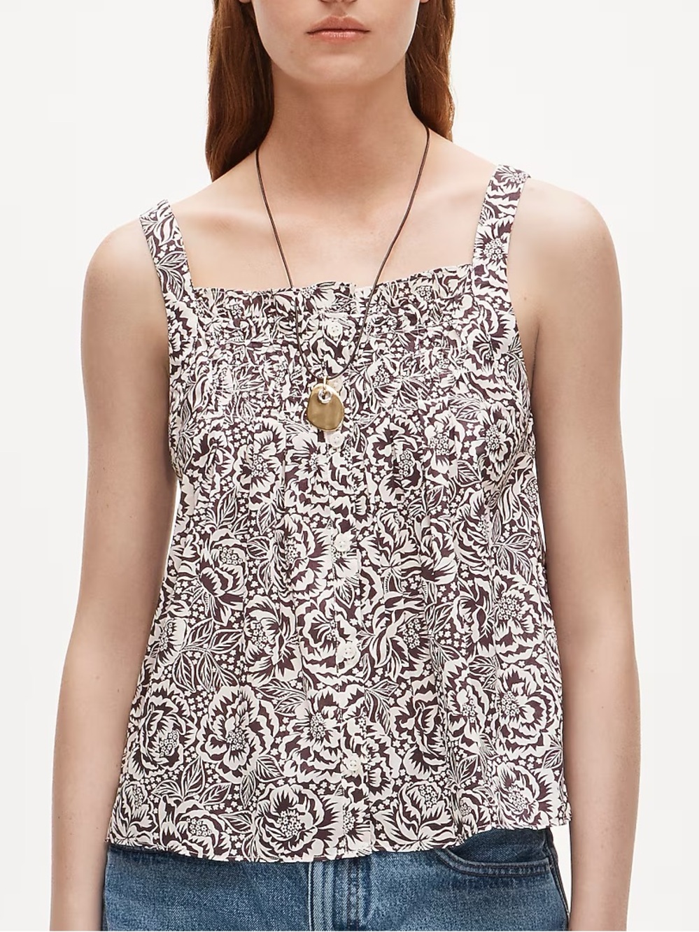 Brown Liberty button down Tank Top XS JCrew Brown Smocked crinkle tank top